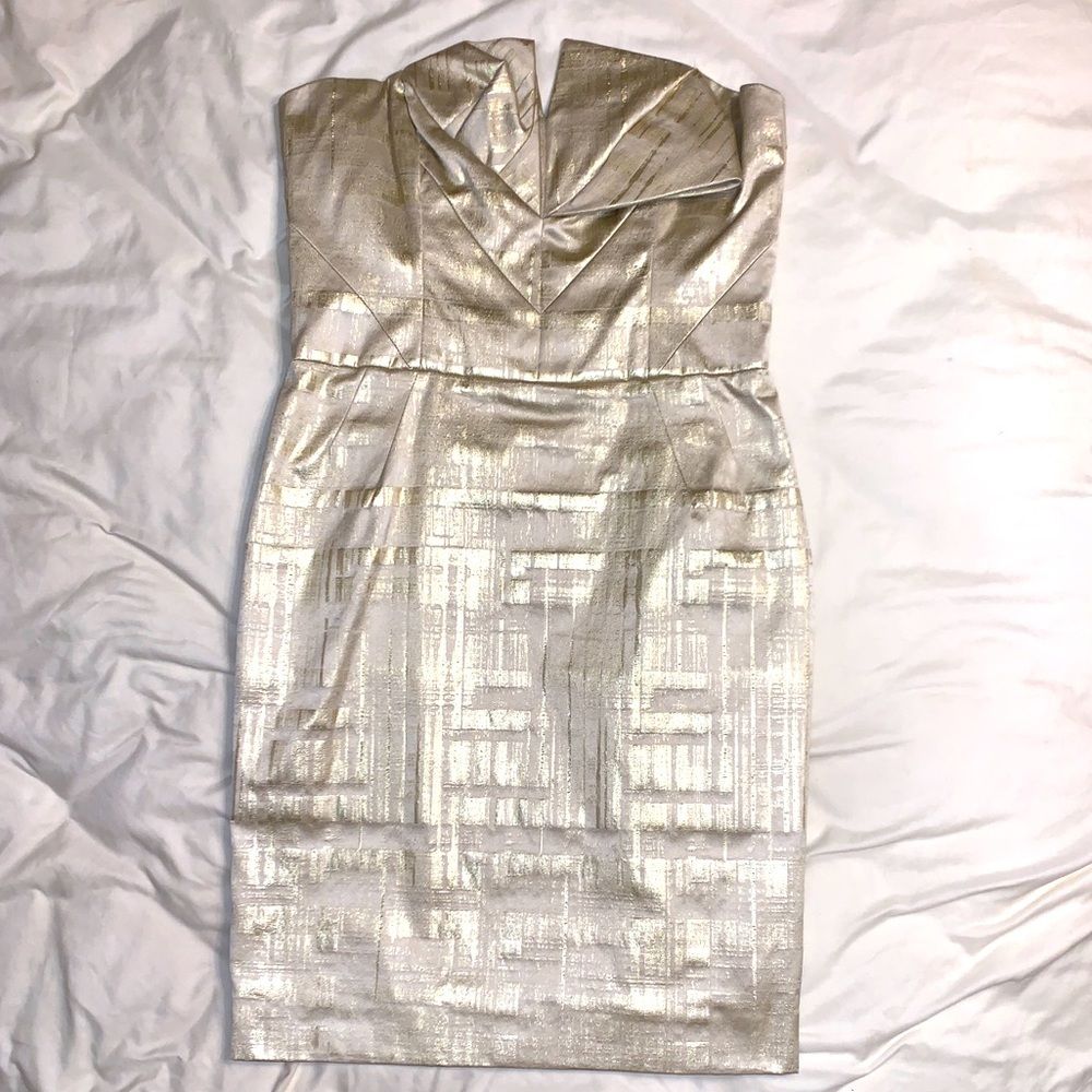 Nwt Linda Cunningham Brocade Strapless Party Dress